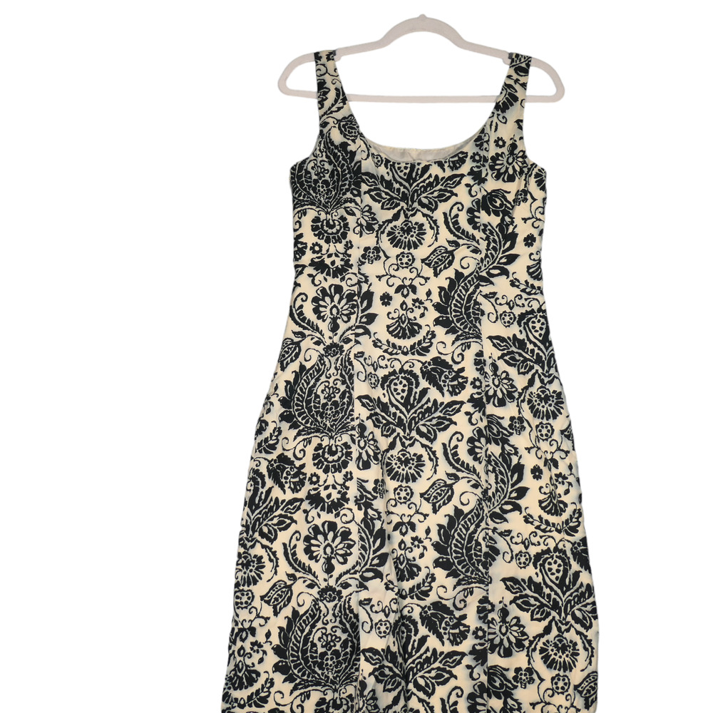 Tommy Bahama Pencil Dress Womens 6 Blue Cream Batik Cotton Silk Blend Lined Boho - Picture 5 of 11